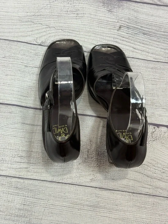 Joan & David Couture Black Leather Heels Ankle Strap Platform Sandals Size 7.5 - Picture 8 of 13